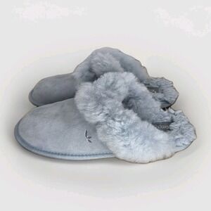 Koolaburra Ugg Milo‎ Suede Upper Shearling Lined Sandal Slipper Slide Blue Sz 8